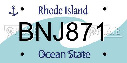 BNJ871 Rhode Island License Plate