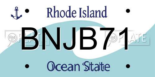 BNJB71 Rhode Island License Plate