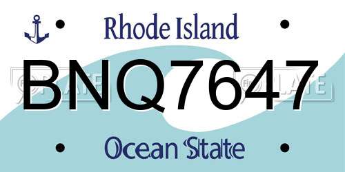 BNQ7647 Rhode Island License Plate