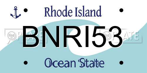 BNRI53 Rhode Island License Plate