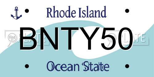 BNTY50 Rhode Island License Plate