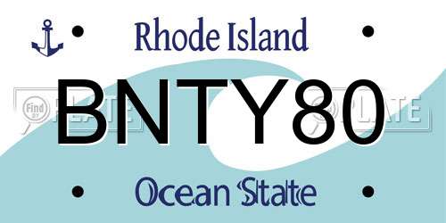 BNTY80 Rhode Island License Plate