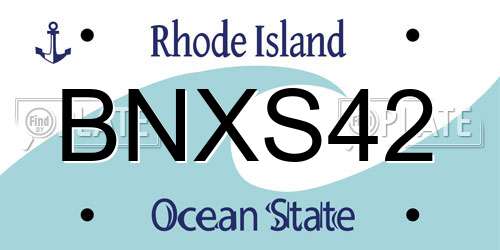 BNXS42 Rhode Island License Plate