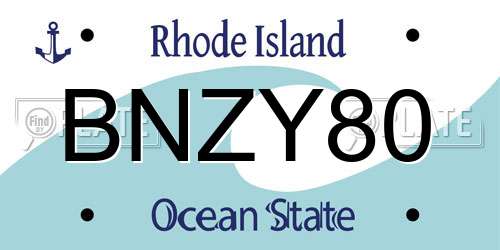 BNZY80 Rhode Island License Plate