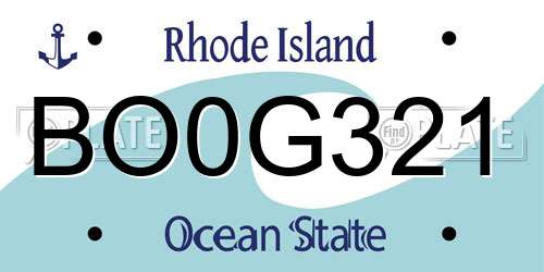 BO0G321 Rhode Island License Plate