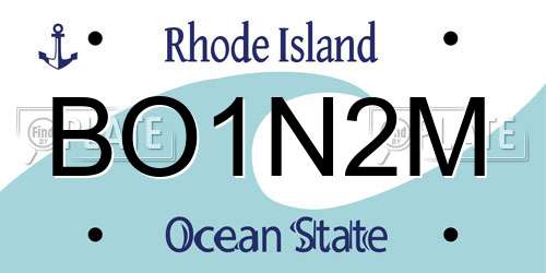 BO1N2M Rhode Island License Plate