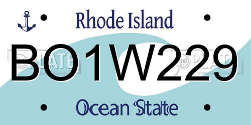 BO1W229 Rhode Island License Plate