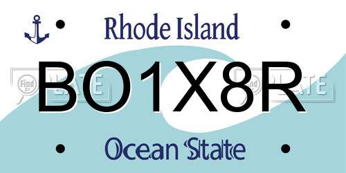 BO1X8R Rhode Island License Plate