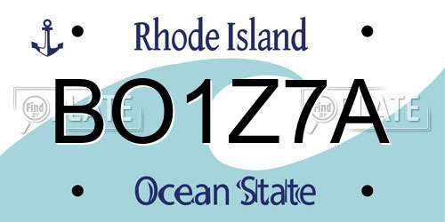 BO1Z7A Rhode Island License Plate