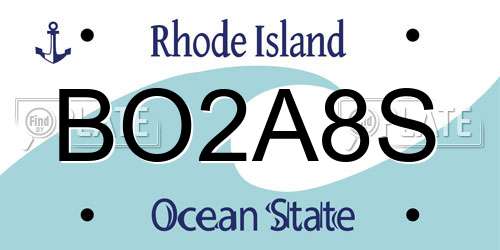 BO2A8S Rhode Island License Plate