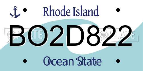 BO2D822 Rhode Island License Plate