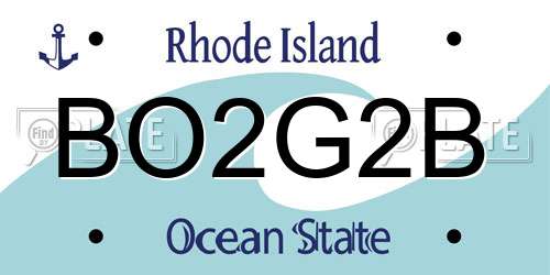 BO2G2B Rhode Island License Plate