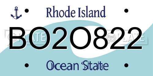 BO2O822 Rhode Island License Plate