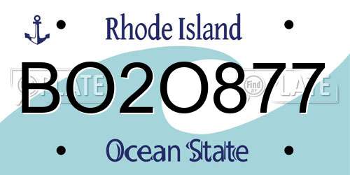 BO2O877 Rhode Island License Plate