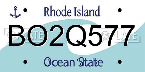 BO2Q577 Rhode Island License Plate