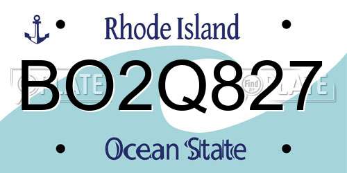 BO2Q827 Rhode Island License Plate
