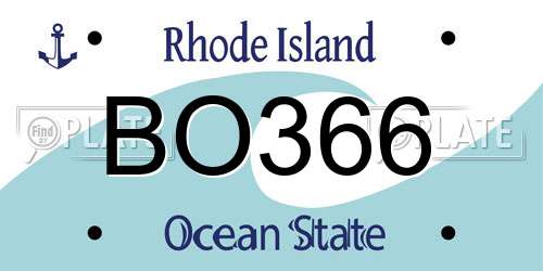 BO366 Rhode Island License Plate