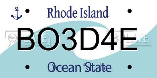 BO3D4E Rhode Island License Plate