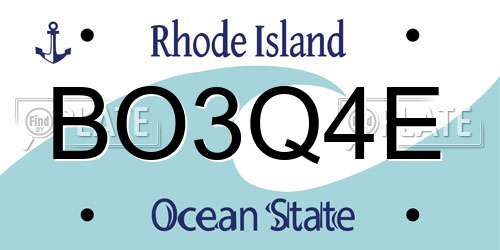 BO3Q4E Rhode Island License Plate
