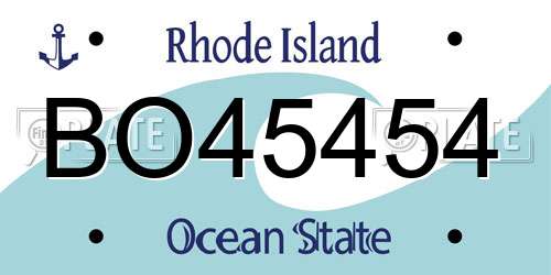BO45454 Rhode Island License Plate