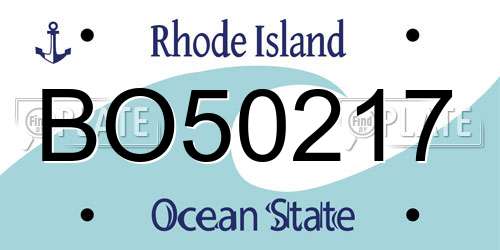 BO50217 Rhode Island License Plate
