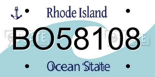 BO58108 Rhode Island License Plate