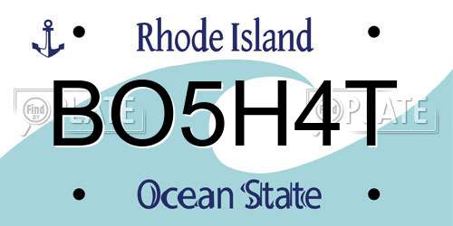 BO5H4T Rhode Island License Plate
