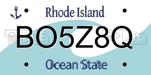 BO5Z8Q Rhode Island License Plate