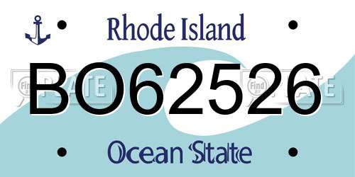 BO62526 Rhode Island License Plate