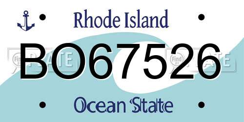 BO67526 Rhode Island License Plate