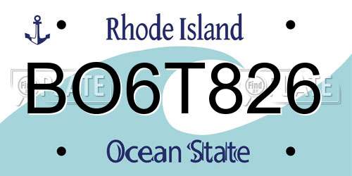 BO6T826 Rhode Island License Plate