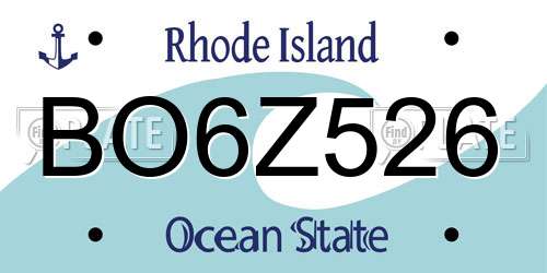 BO6Z526 Rhode Island License Plate
