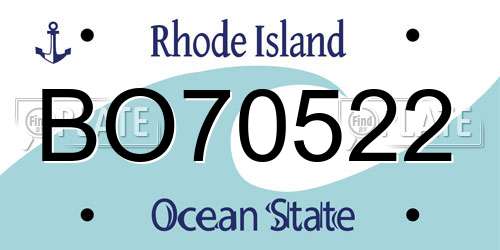 BO70522 Rhode Island License Plate