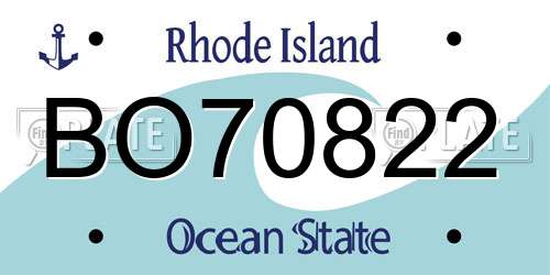 BO70822 Rhode Island License Plate