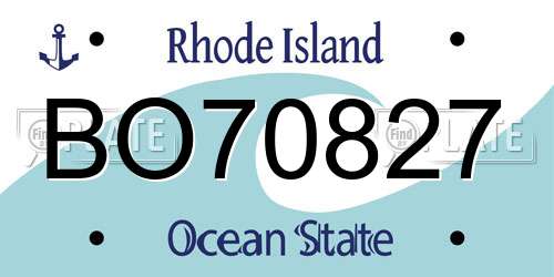 BO70827 Rhode Island License Plate