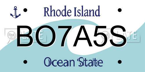 BO7A5S Rhode Island License Plate
