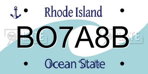 BO7A8B Rhode Island License Plate