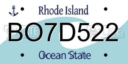 BO7D522 Rhode Island License Plate