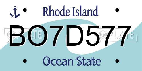 BO7D577 Rhode Island License Plate