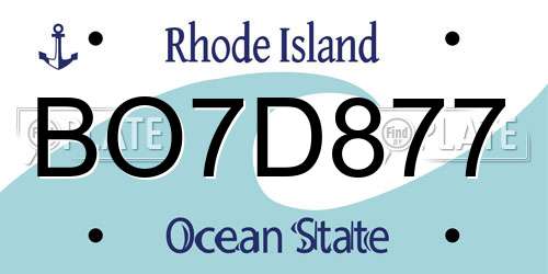 BO7D877 Rhode Island License Plate