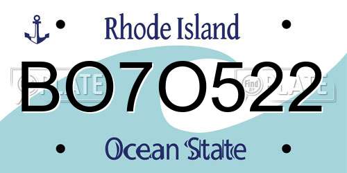 BO7O522 Rhode Island License Plate