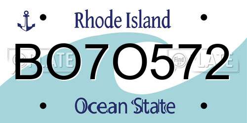BO7O572 Rhode Island License Plate