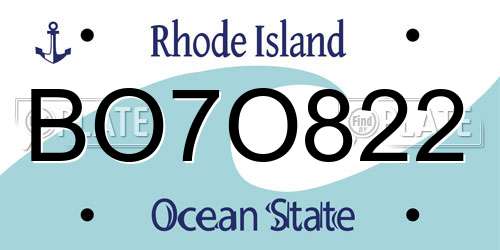 BO7O822 Rhode Island License Plate