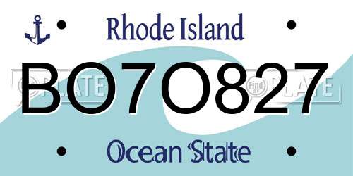 BO7O827 Rhode Island License Plate