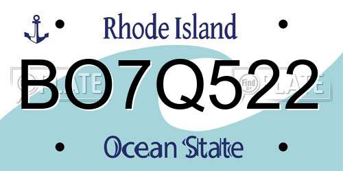 BO7Q522 Rhode Island License Plate