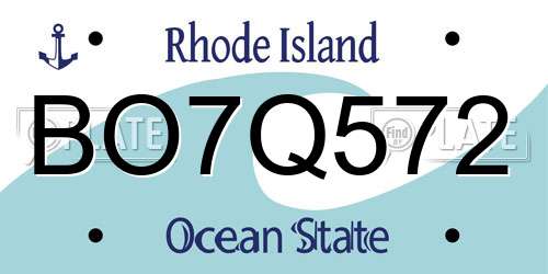 BO7Q572 Rhode Island License Plate