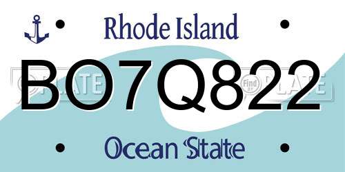 BO7Q822 Rhode Island License Plate