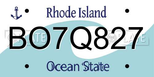 BO7Q827 Rhode Island License Plate