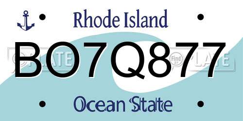 BO7Q877 Rhode Island License Plate