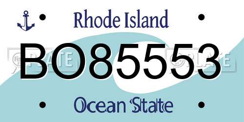 BO85553 Rhode Island License Plate